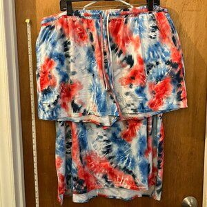 Size 3X(22/24W) - Secret Treasures - Red/White/Blue Tie-Dye PJ Shorts and Top